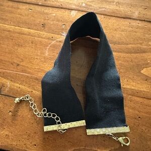 Black Choker Necklace with Gold Accents